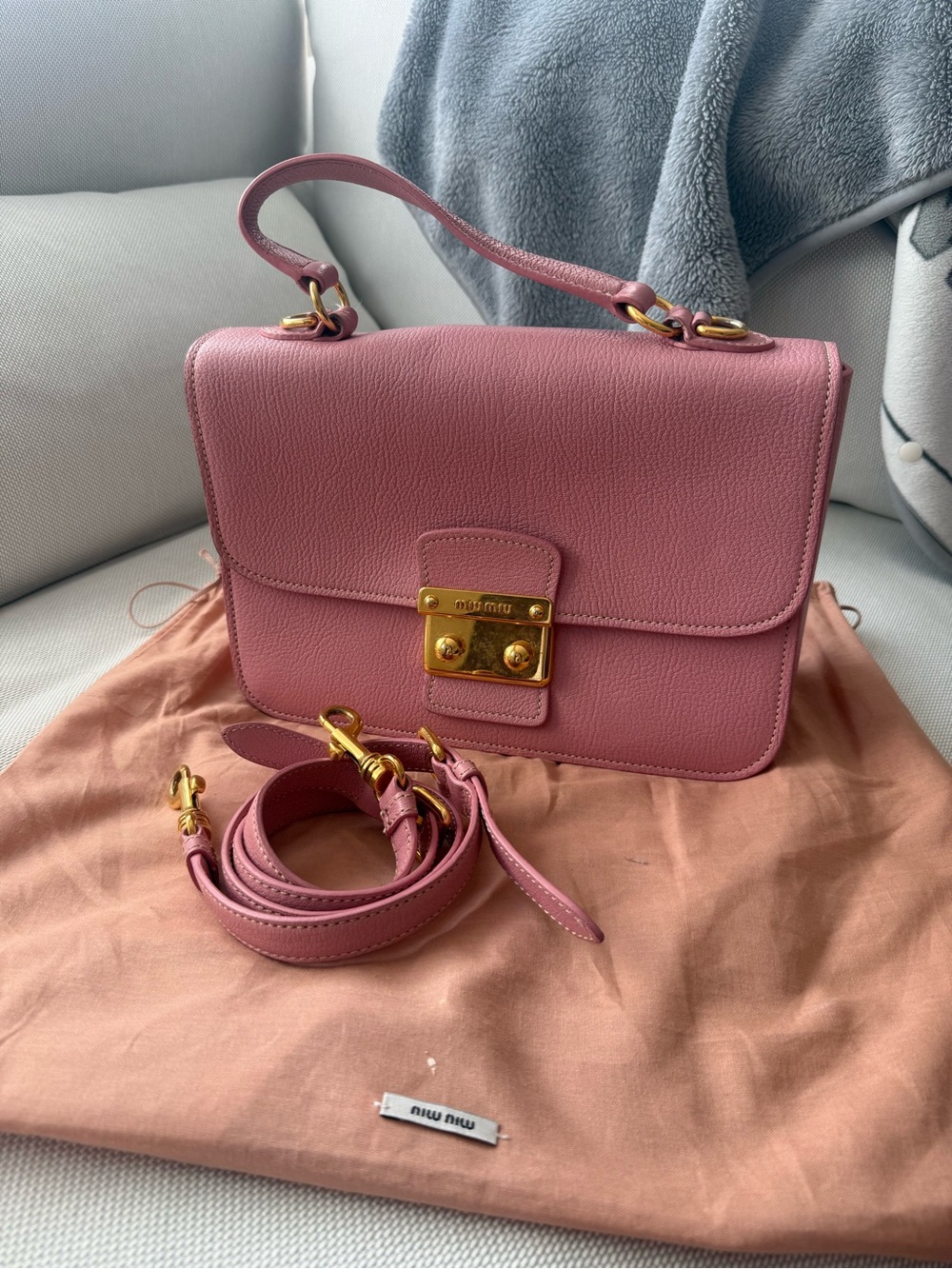 Authentic Miu Miu Rose Pink Leather Shoulder Bag